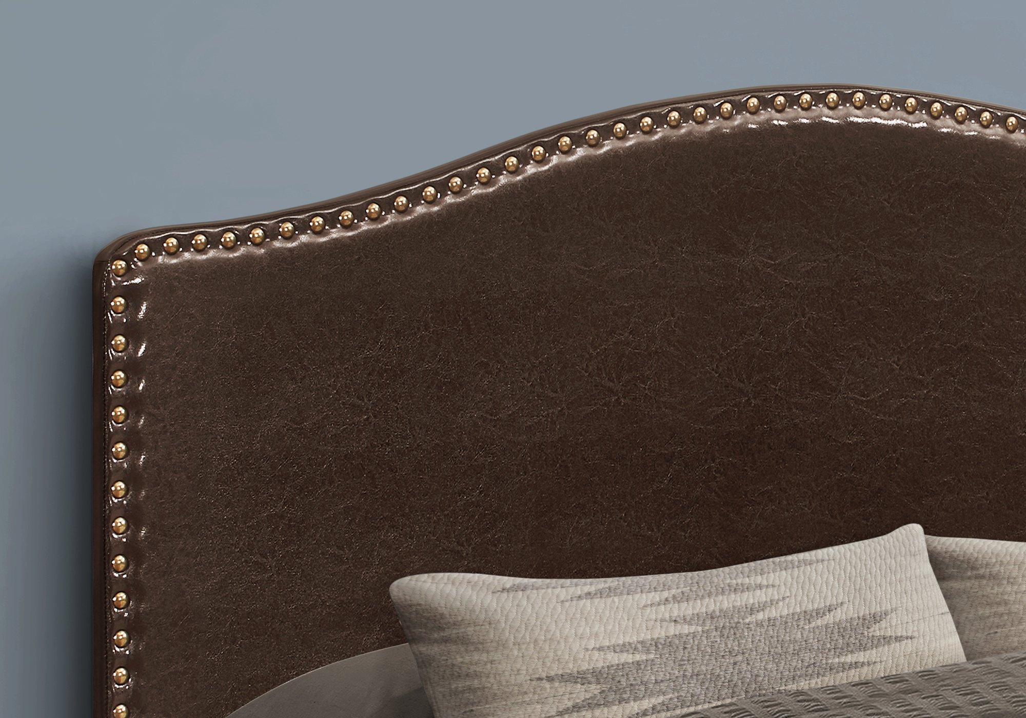 Bed - Queen Size, Brown Leather-Look Headboard Only